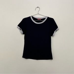 Navy Blue T-Shirt White Trim